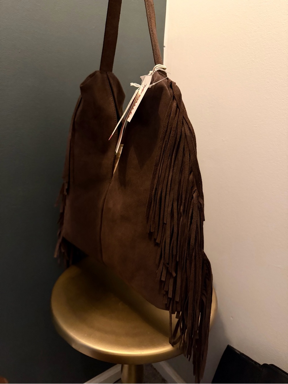 Brown Suede Fringe Shoulder Bag - Picture 2 of 4